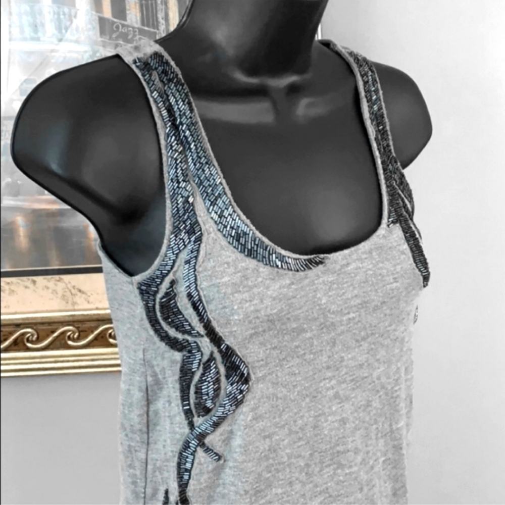 Silence + Noise Heather Gray Beaded Tank